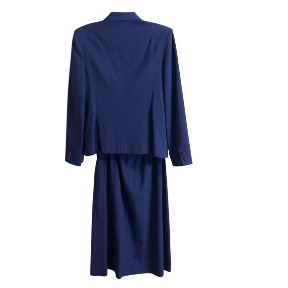 Vintage The Villager 2 Piece Suit Skirt Blazer Jacket Women SZ 14 Navy Blue Wool - Picture 14 of 16